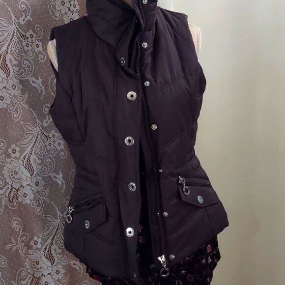Calvin‎ Klein Gray Cabincore Gorpcore Vest Quilted Zip Snap Women's Size S - Picture 1 of 13